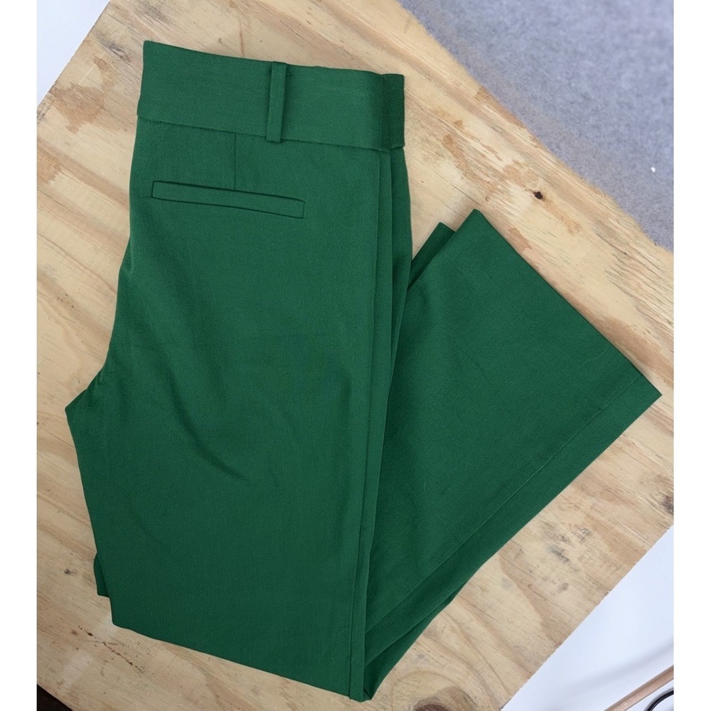 Anthropologie Essential Crop Flare Pants Womens 2 Green Trousers Preppy Career‎